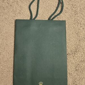 Rolex Emerald Green Gift Bag with Gold Logo